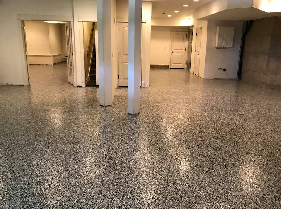 Finished basement flake floor